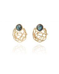 Selina Labradorite Earrings - Modern 18K Gold-Plated Design - Image 4