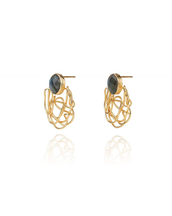 Selina Labradorite Earrings - Modern 18K Gold-Plated Design - Image 5