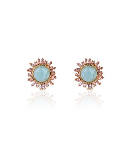 Twilight Halo Stud Earrings with Quartz & Zirconia