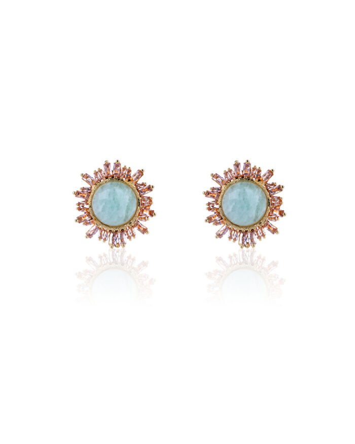 Twilight Halo Stud Earrings with Quartz & Zirconia - Image 1