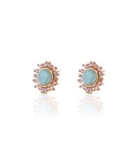 Twilight Halo Stud Earrings with Quartz & Zirconia - Image 2