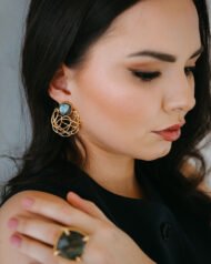Selina Labradorite Earrings - Modern 18K Gold-Plated Design - Image 9