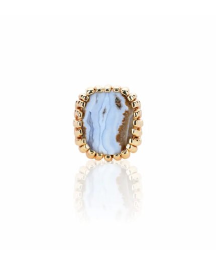 Chunky White Tourmaline Ring – Gold Plated Bold Style