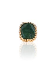 Chunky African Jade Statement Ring – Gold Plated