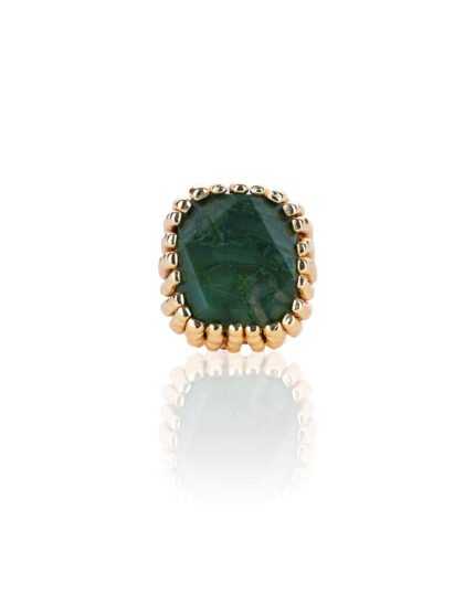 Chunky African Jade Statement Ring – Gold Plated