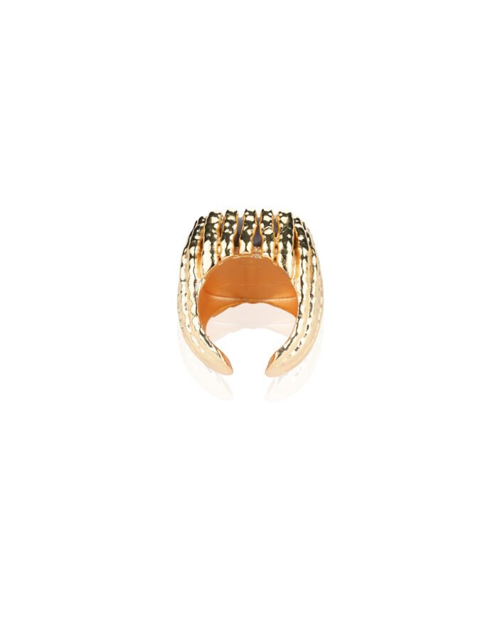 Chunky African Jade Statement Ring – Gold Plated - Image 3