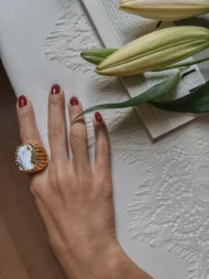 Chunky White Tourmaline Ring – Gold Plated Bold Style - Image 2