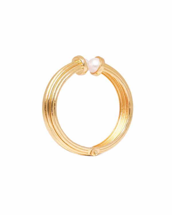 Opulent Pearl Duo Hinged Cuff Bracelet - Image 5