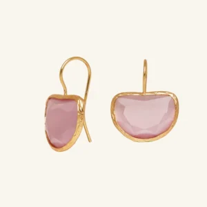 Blush Arc 18K Gold-Plated Earrings with Pink Cat’s Eye
