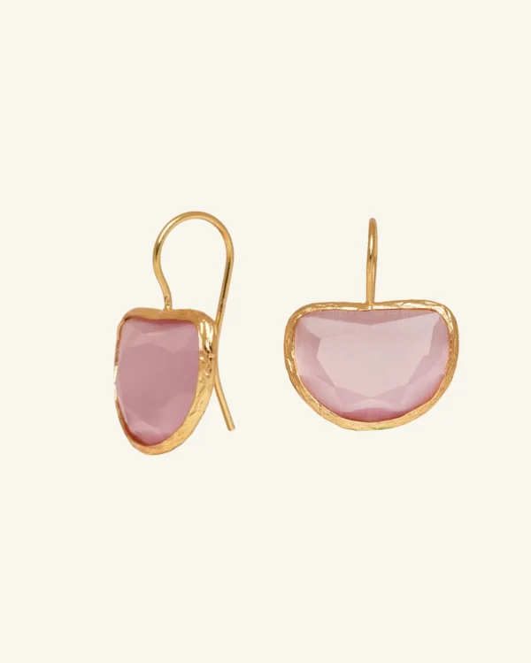 Blush Arc 18K Gold-Plated Earrings with Pink Cat’s Eye - Image 1