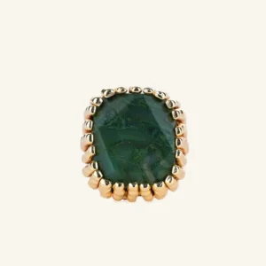 Chunky African Jade Statement Ring – Gold Plated