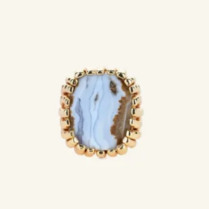 Chunky White Tourmaline Ring – Gold Plated Bold Style