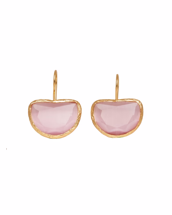 Blush Arc 18K Gold-Plated Earrings with Pink Cat’s Eye - Image 5