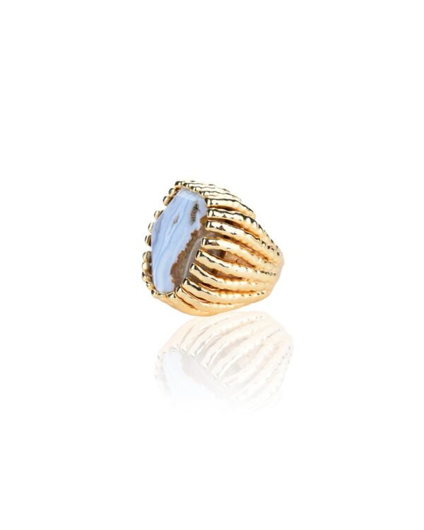 Chunky White Tourmaline Ring – Gold Plated Bold Style - Image 5