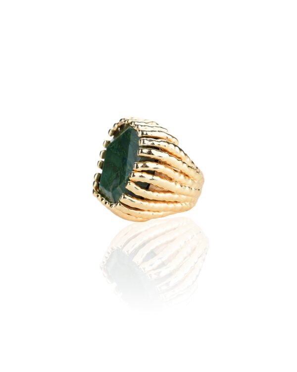 Chunky African Jade Statement Ring – Gold Plated - Image 2