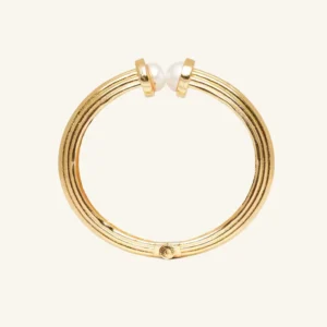 Opulent Pearl Duo Hinged Cuff Bracelet