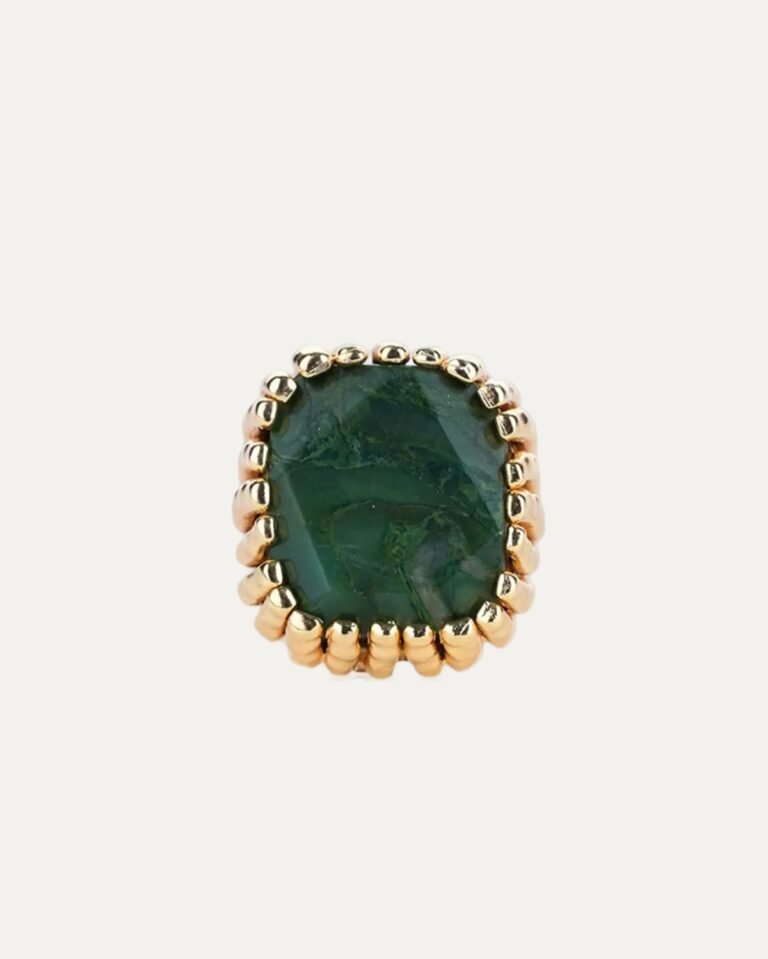 Chunky African Jade Statement Ring – Gold Plated