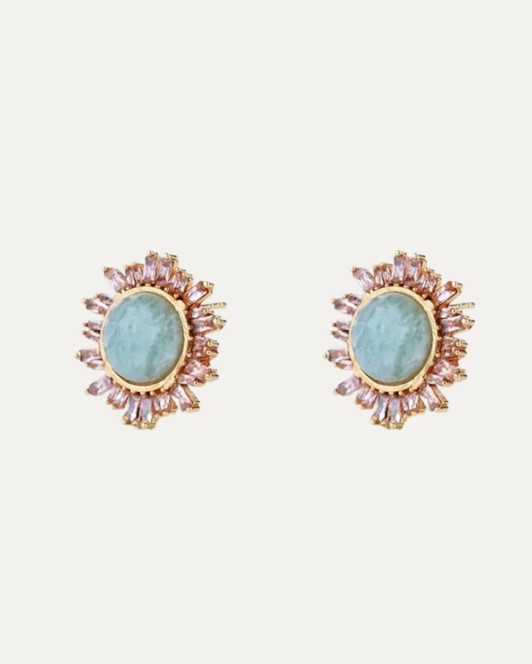 Twilight Halo Stud Earrings with Quartz & Zirconia