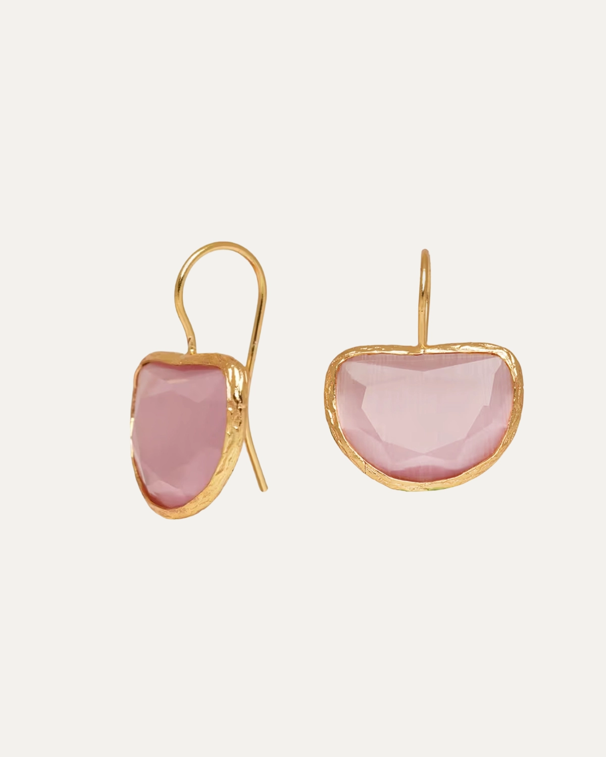 Blush Arc 18K Gold-Plated Earrings with Pink Cat’s Eye Blush Arc 18K Gold-Plated Earrings with Pink Cat’s Eye - Image 1
